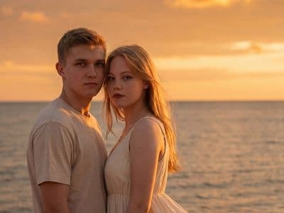 Фото романтических объятий мужчины и женщины в стиле нейросети