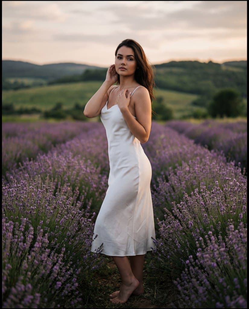 Фотосессия в лавандовом поле с нейросетью