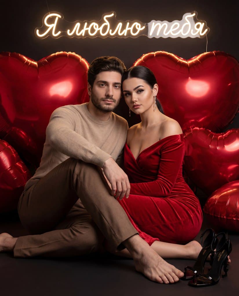 Фотосессия в стиле Дня влюбленных с нейросетью