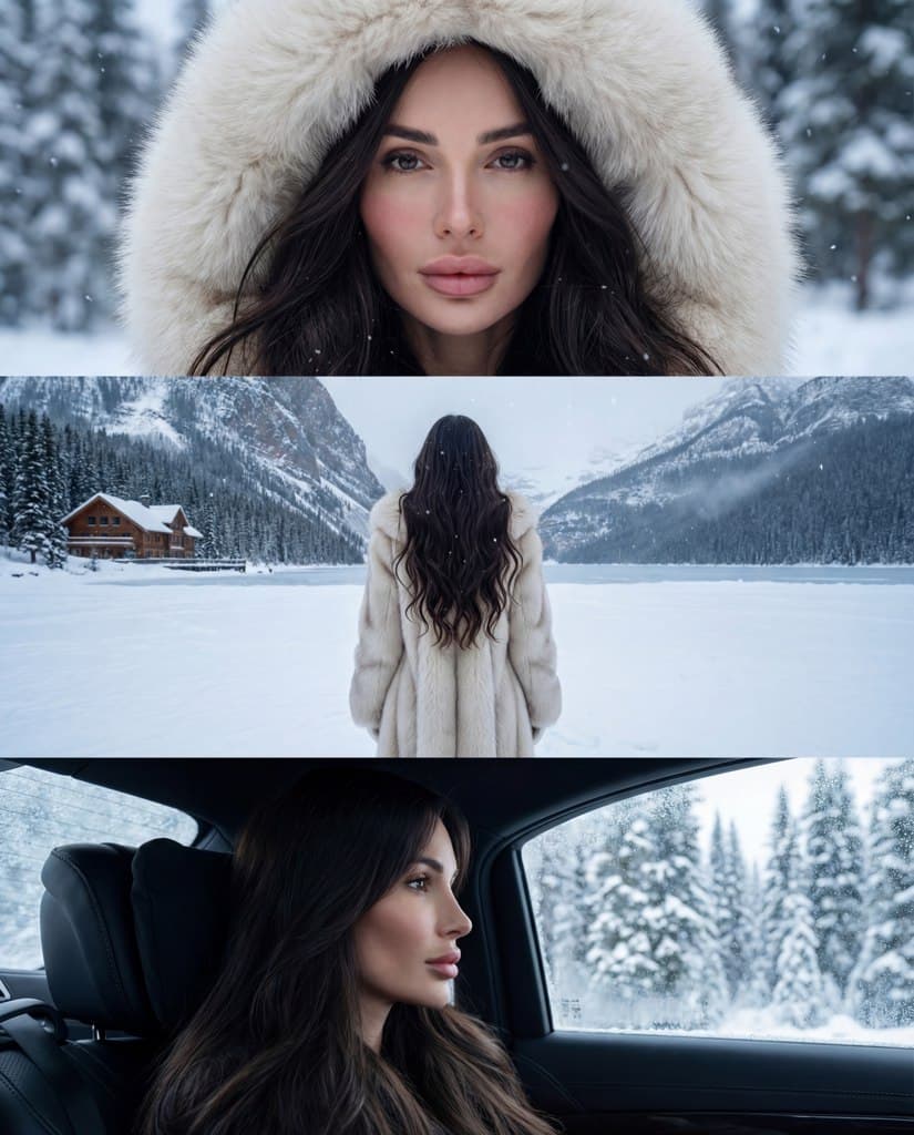 ИИ-фотосессия в меховой шубе: зимний модный портрет