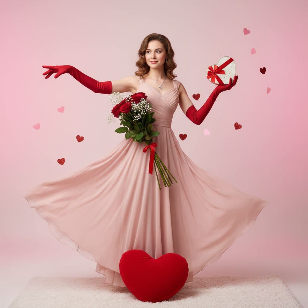 Генерация фото в красных перчатках — стильный модный образ