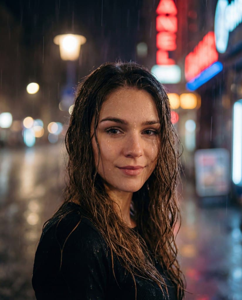 Фотосессия в дождливом стиле с нейросетью