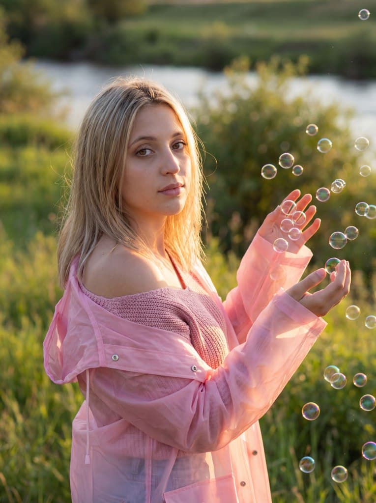 Фотосессия в стиле мыльных пузырей с нейросетью