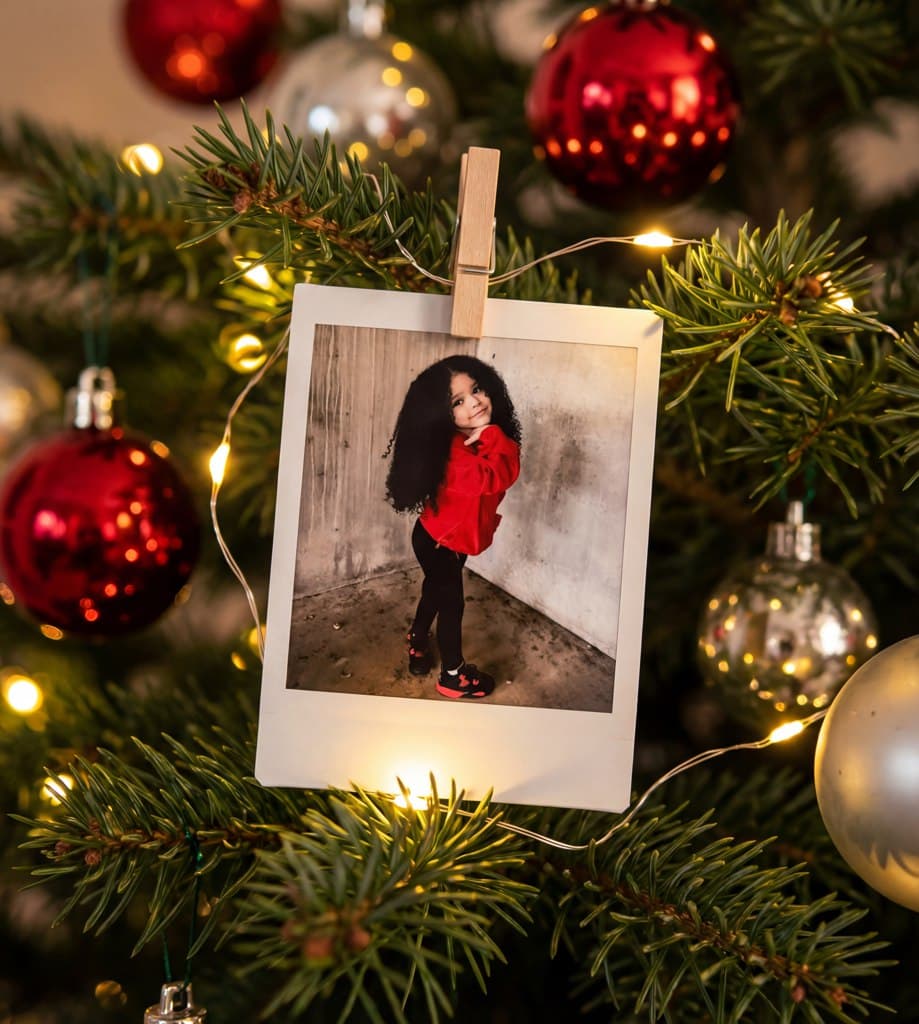 Новогодняя фотосессия на ёлке в стиле ИИ