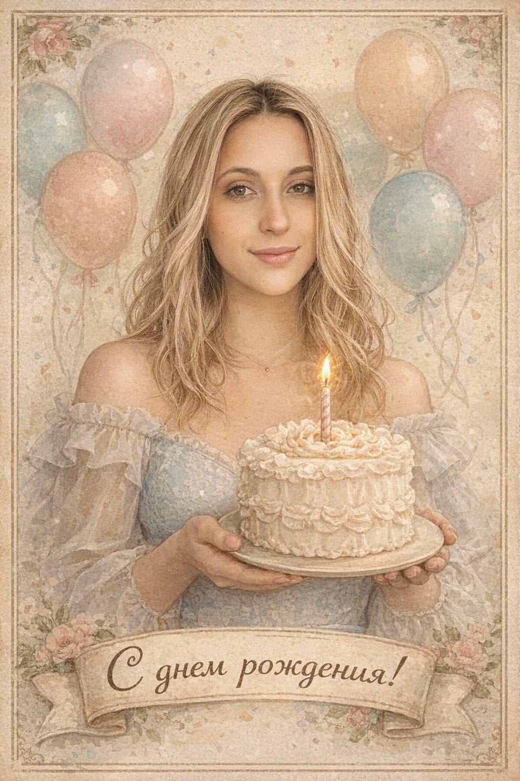 Создайте уникальную фото-открытку ко дню рождения онлайн в выбранном стиле