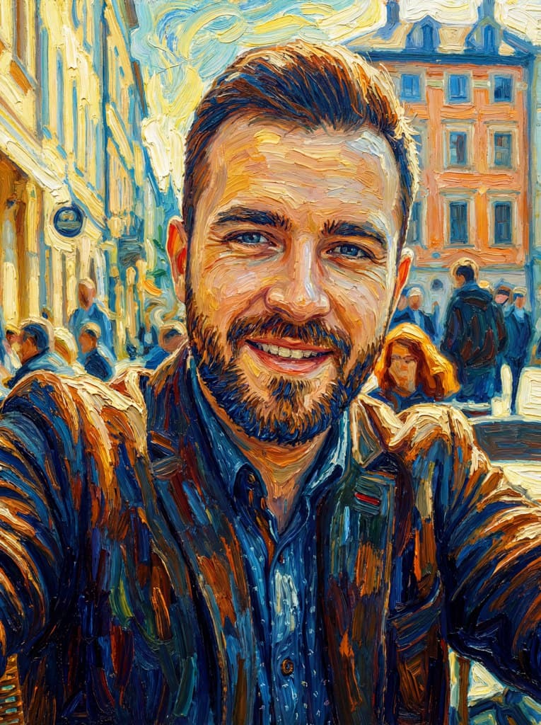 Погрузитесь в мир живописи с портретом в стиле Ван Гога