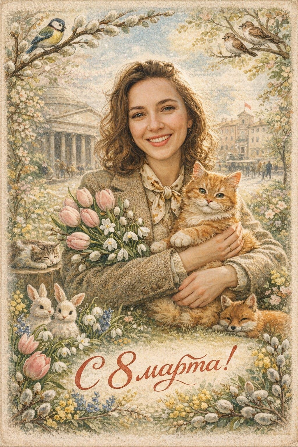 8 марта: фотосессия с животными и открытки с котиками