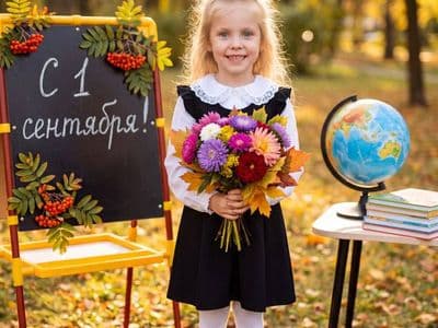 с цветами на первое сентября