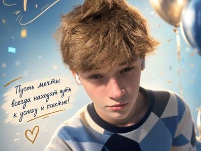 Открытка с днем рождения ребенку мальчику — создание по фото с помощью нейросети