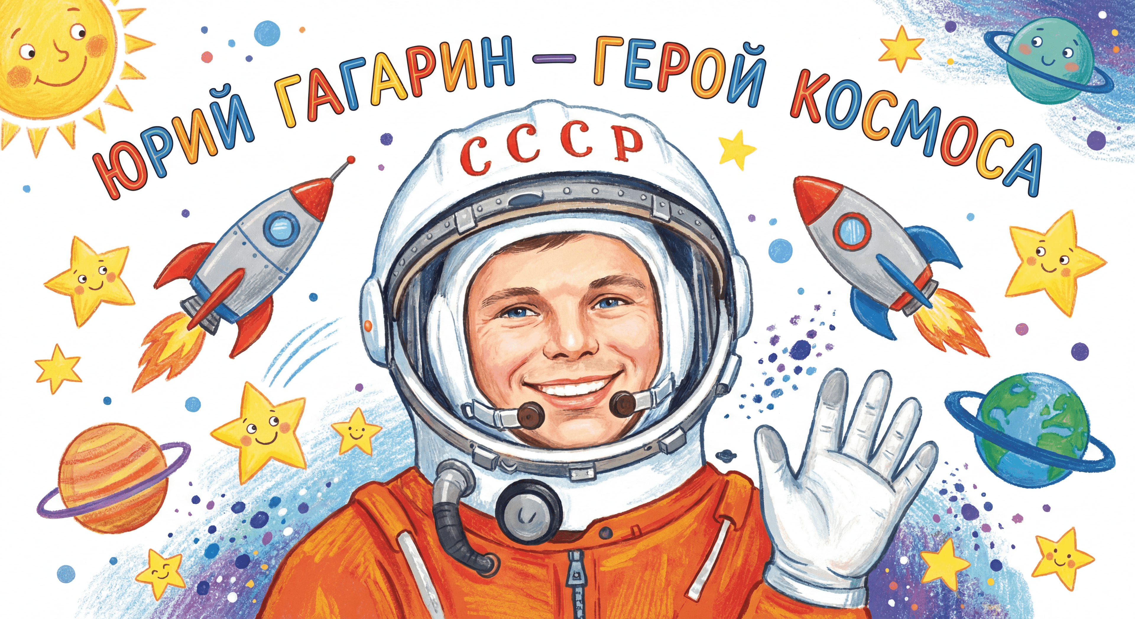 Портрет Гагарина для детей