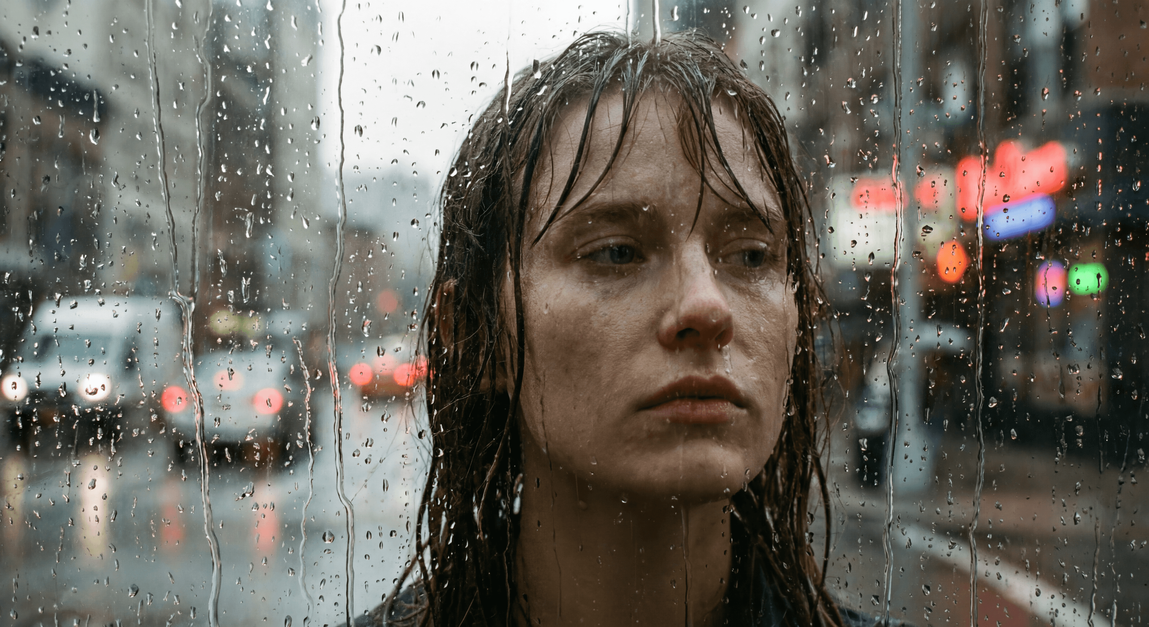 Портрет с каплями воды и дождя