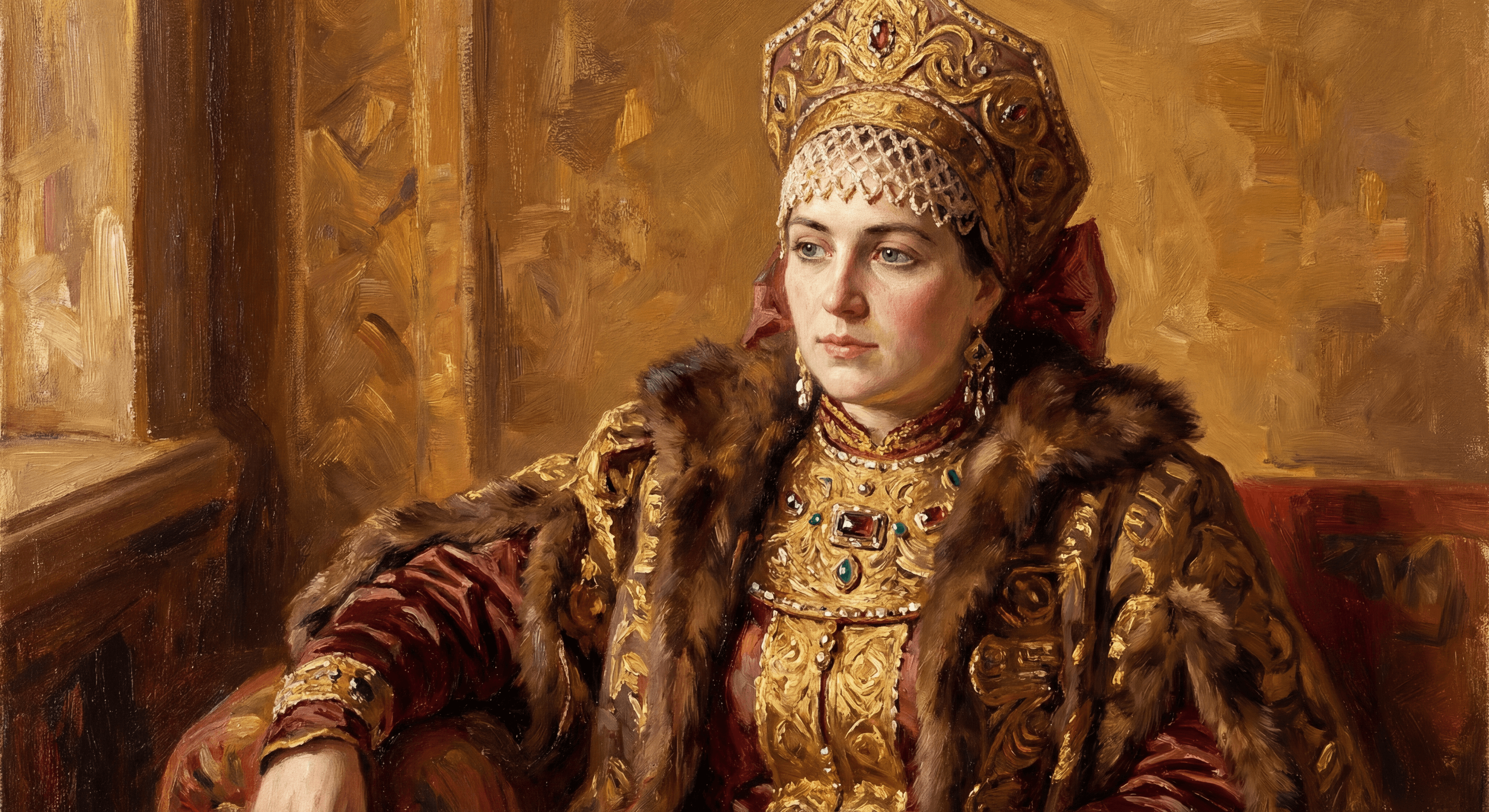 Женский портрет в стиле русской живописи