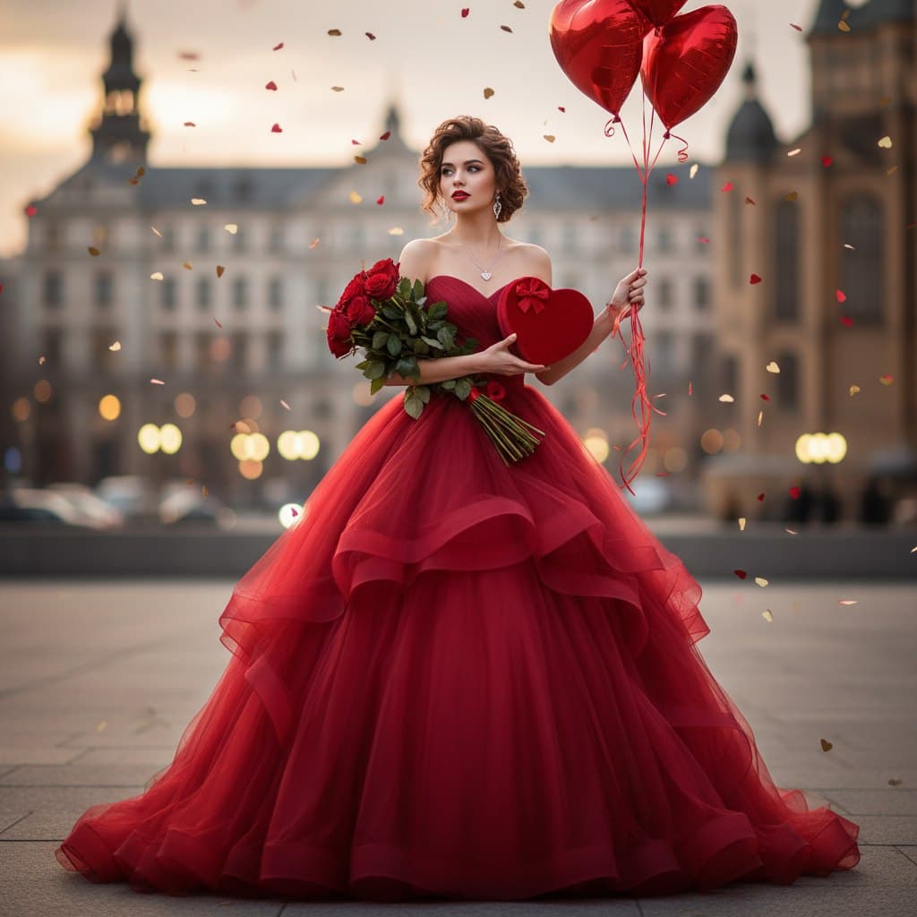 Девушка в красном платье