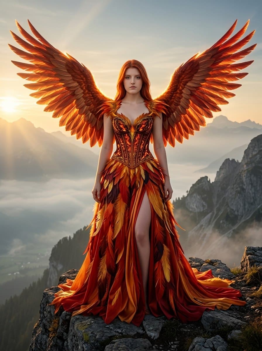 Фотосессия в стиле птицы феникс: идеи, костюмы и образы для нейросети