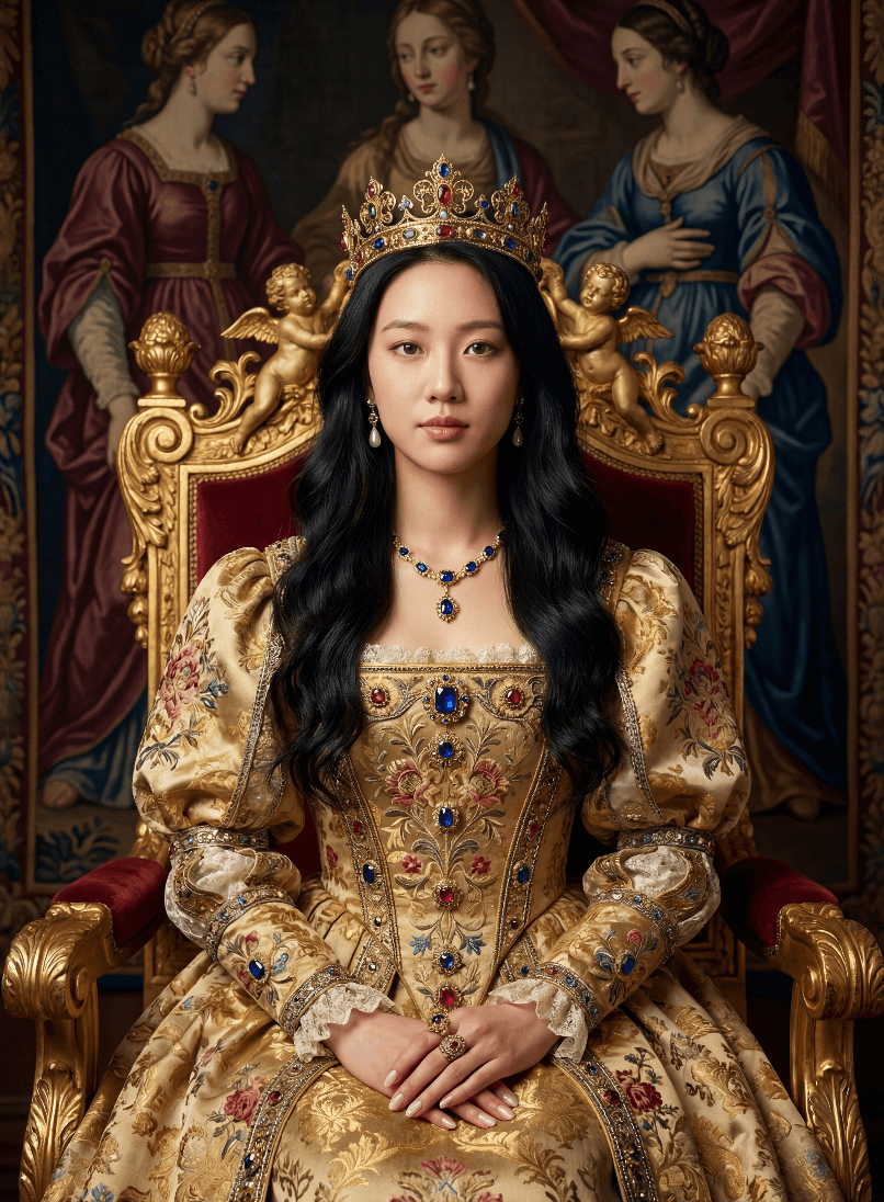 Фотосессия коронации женщины и пары в стиле нейросети