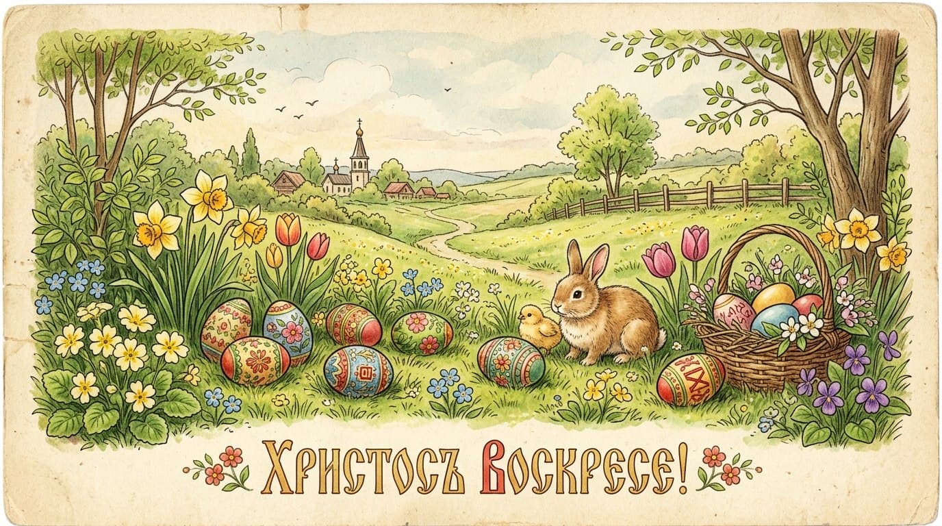 Старые открытки с Пасхой