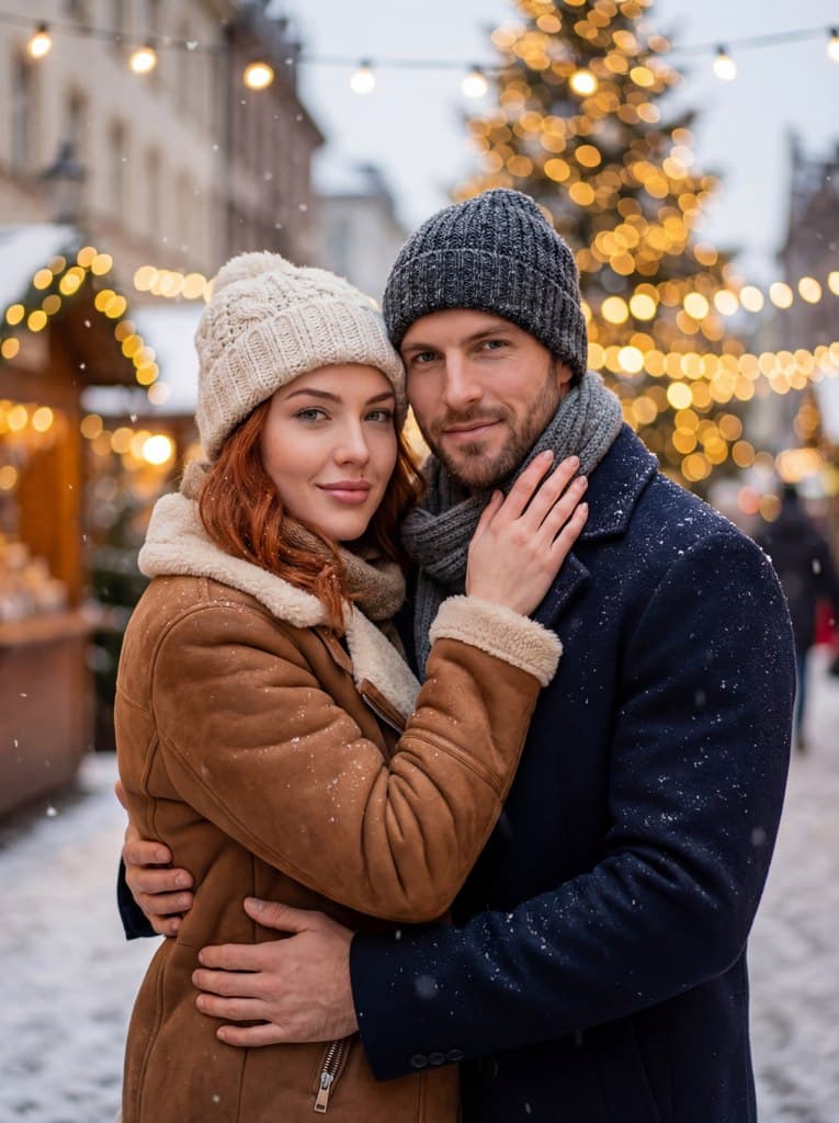 Зимняя фотосессия для влюблённых в уникальном стиле