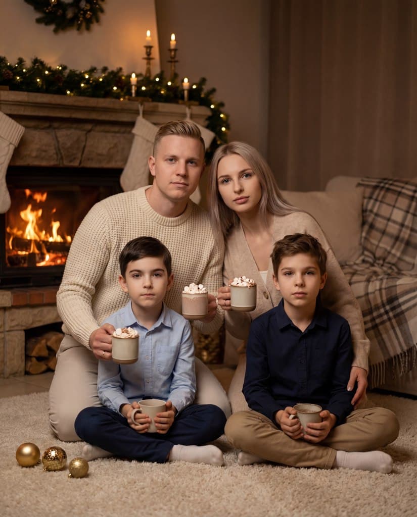 Создайте уникальную фотосессию у камина в праздничном стиле