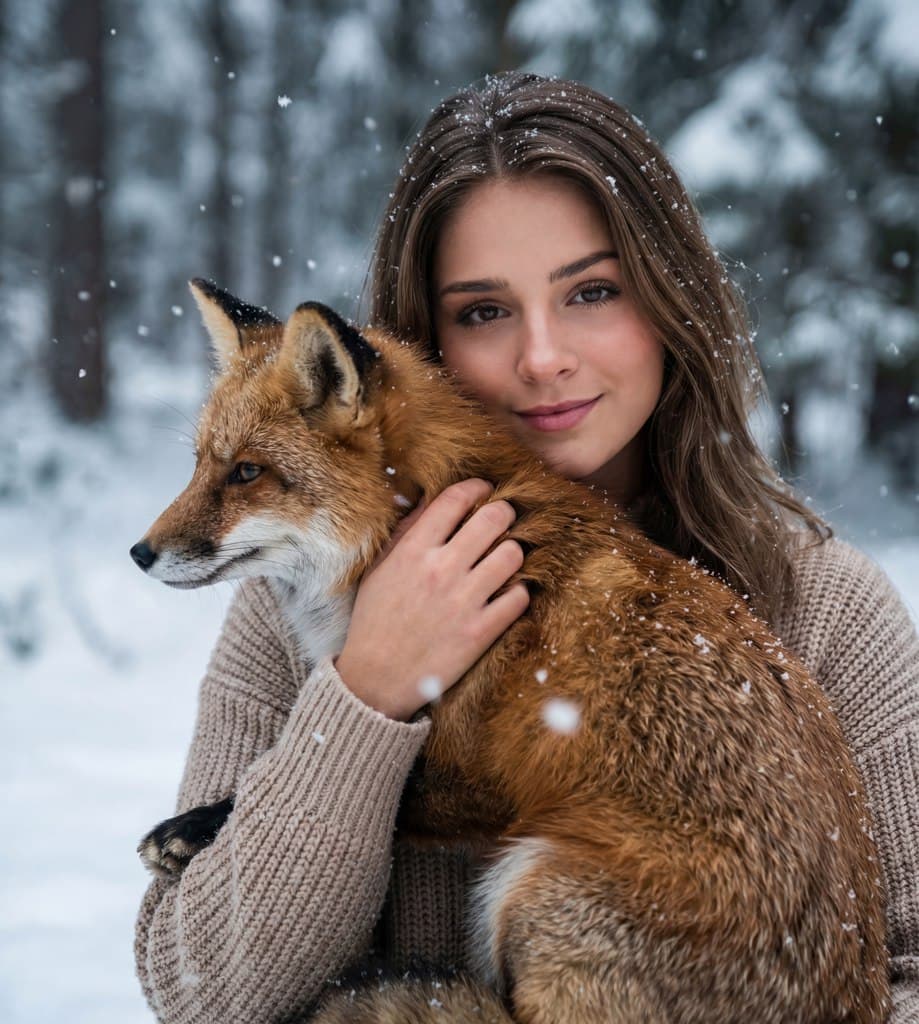 Фотосессия с лисой в уникальном стиле нейросети