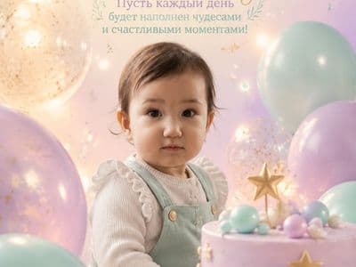 Открытка с днем рождения ребенку год — создание поздравления по фото через нейросеть