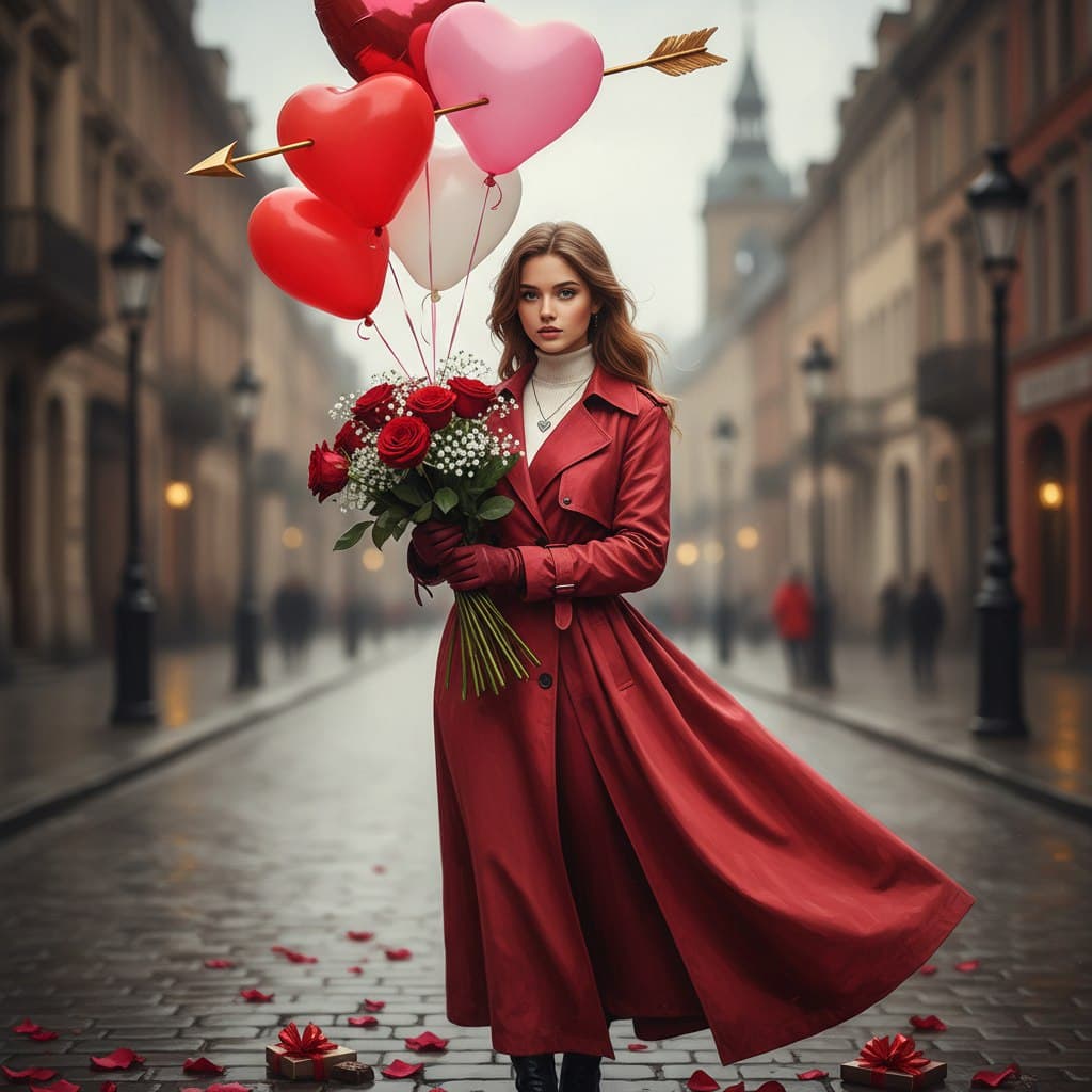 Фото в красном плаще