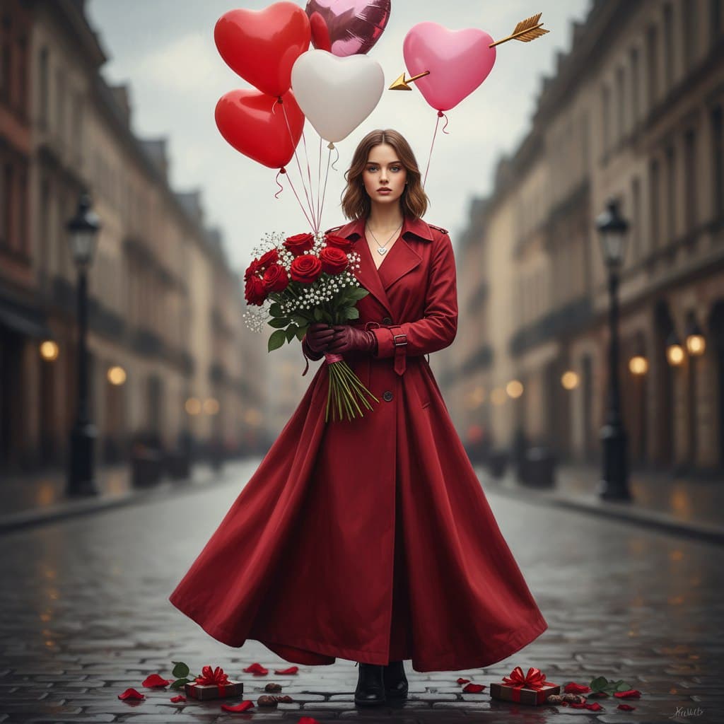 Фото в красном плаще